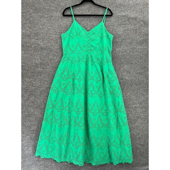 Sundance Dresses & Skirts - Sundance Maxi Dress Womens Large Green Eyelet Sleeveless Smocked Cottage Prairie